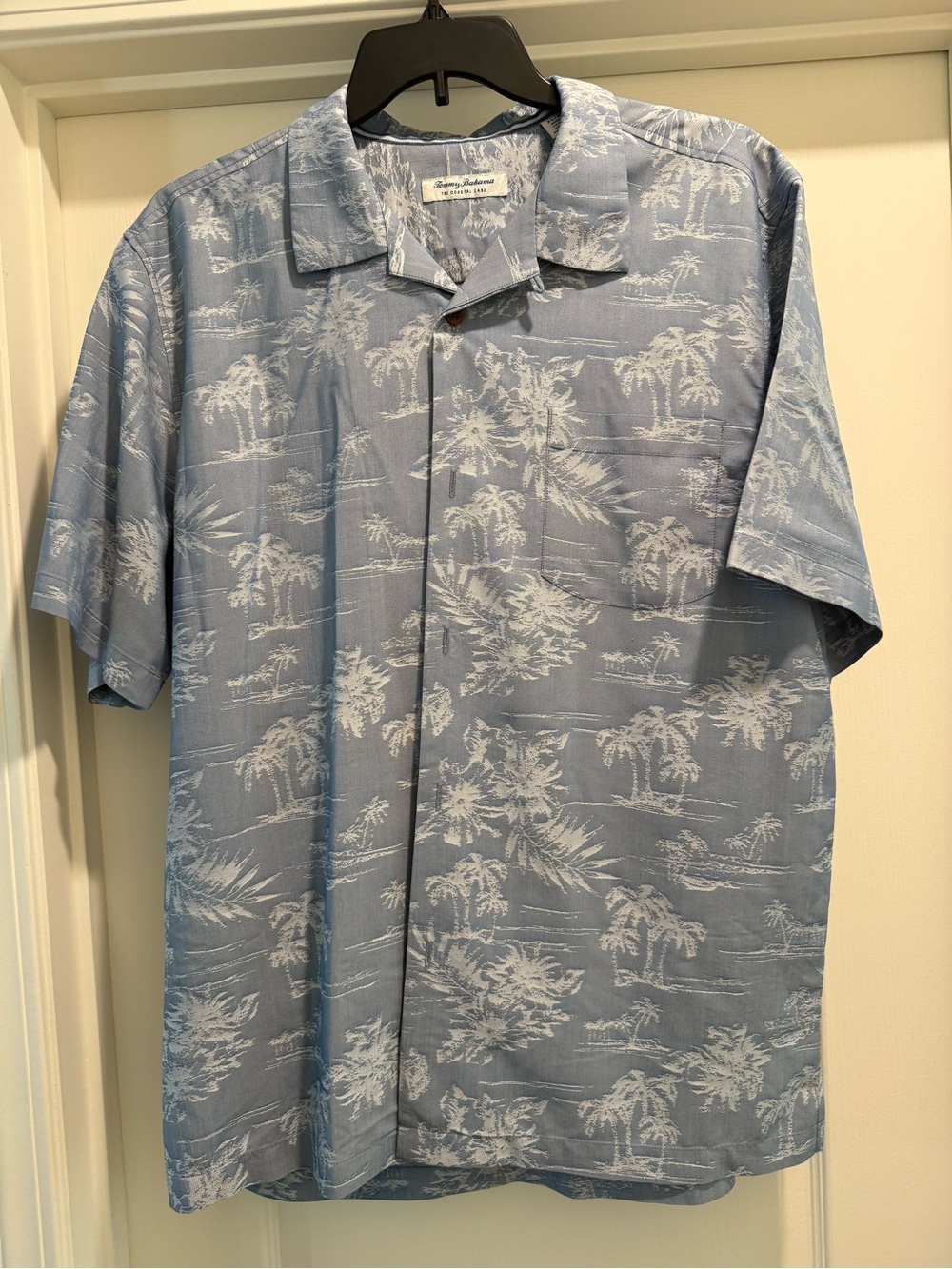 Tommy Bahama Light Blue Palm-Print Camp Shirt - The Coastal Ease